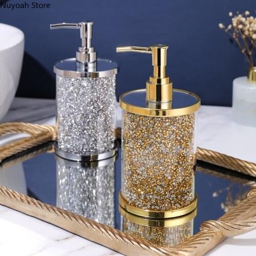 Light Luxury Broken Diamond Body Soap Empty Bottle Bathroom Push-type High-grade Hand Sanitizer Soap Dispenser Plastic Bottle