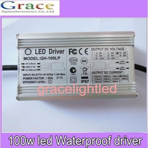 100W LED Driver 3000mA DC18-34v Power Supply IP67 Waterproof Constant Current FloodLight Driver For High Power LED