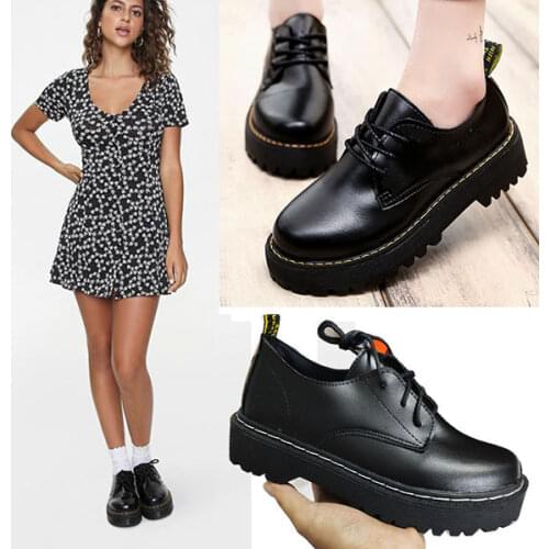 Fashion women casual derby shoes lace up round toe platform ladies dress shoes leisure footwear walking outdoor work oxford