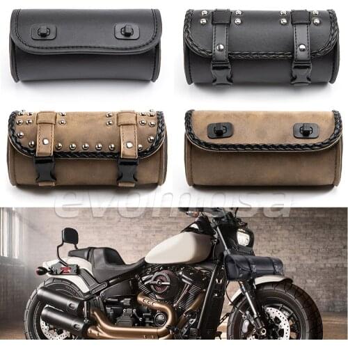 Universal Motorcycle Saddlebag Model Side PU Leather Luggage Saddle bag Storage Tool Pouch For Harley Sportster XL883 XL1200