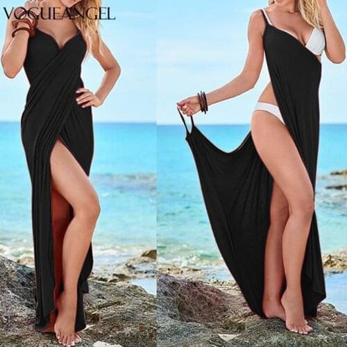 VOGUEANGEL Solid 10 Colors Plus Size Maxi Dress Women Dresses Summer Beach Dress Vestidos Spaghetti Strap Floor-Length Robe 5XL