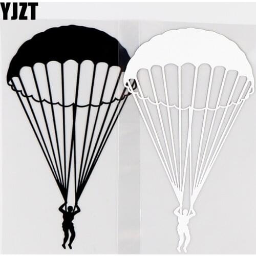 YJZT 8.9×15.7CM Extreme Sport Parachute Skydiving Silhouette Personality Vinyl Car Sticker Decals Black / Silver 10A-0508