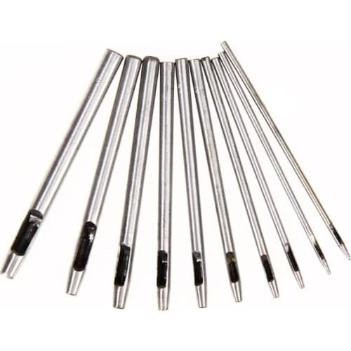10pcs Leather Craft Tools Leather Punch craft Hollow Set Hole Craft Set Hollow Puncher Belt Punch 0.5mm-5mm for Clothing Canvas