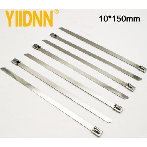 10x150mm Self-Locking Stainless Steel wires metal cable ties wrap zip ties