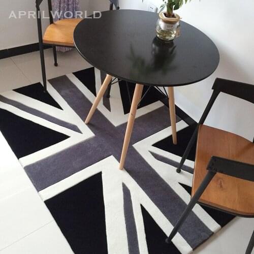 2*3M 2018 New Classic British Flag Sitting Room Carpets, Bedroom Hallway Rugs, The Sofa Of Black And Mats. Acrylic Stripes White