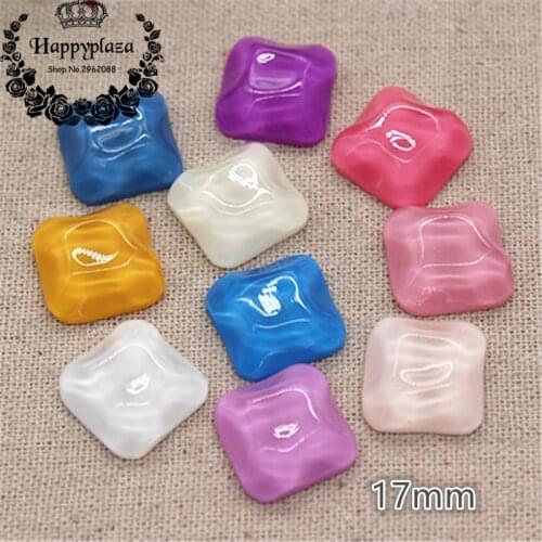 20pcs 17mm New Resin Korea Transparent Square Flatback Cabochon DIY Handmade Button/Hair Ornament/Jewelry Accessories