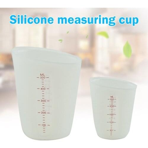 250ml/500ml Silicone Measuring Cup Jug Pour Spout Surface Kitchen Tool Supplies Graduated Measuring Cup Cups Kitchen