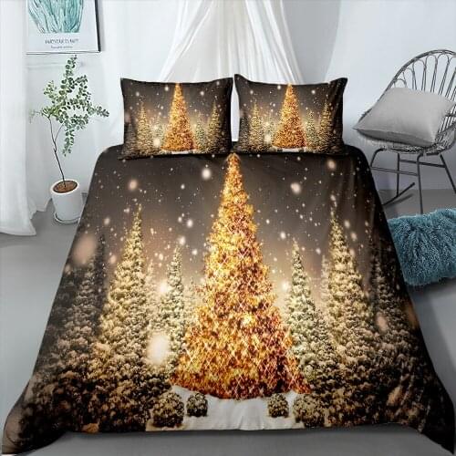 3D Digital Printed Snowflake Christmas Tree Bedding Set Children And Adolescents Duvet Cover Set Fashion Can Be Customized Home