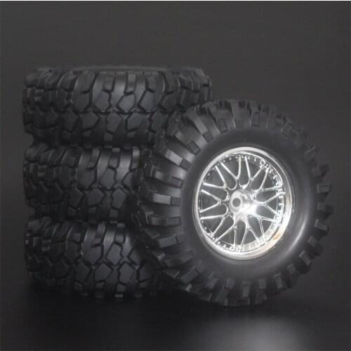 4x 1.9Inch 96mm Rubber Tires Plating Wheel Rims For D90 D110 SCX10 CC01 RC Rock Crawler Truck Climbing Off-Road Car