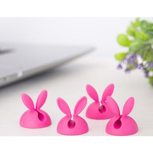 50PCS/lot Rabbit ears fixed line clamp Cable Wire Organizer Cable Clip Tidy USB Charger Cord Holder Free shipping