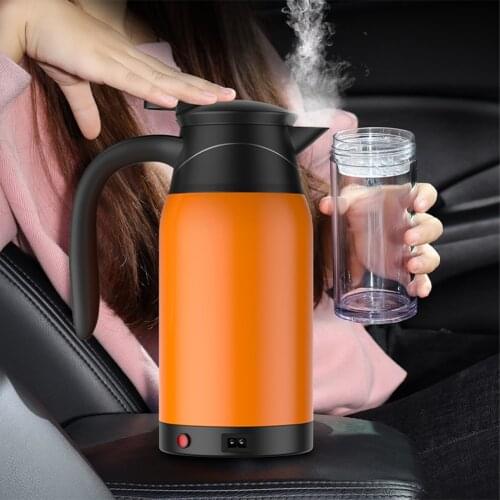 1000ML Car Electric Kettle 12V/24V 304 Stainless Steel Car Heating Cup Coffee Mug Travel Water Milk Bottle for Camping Boat