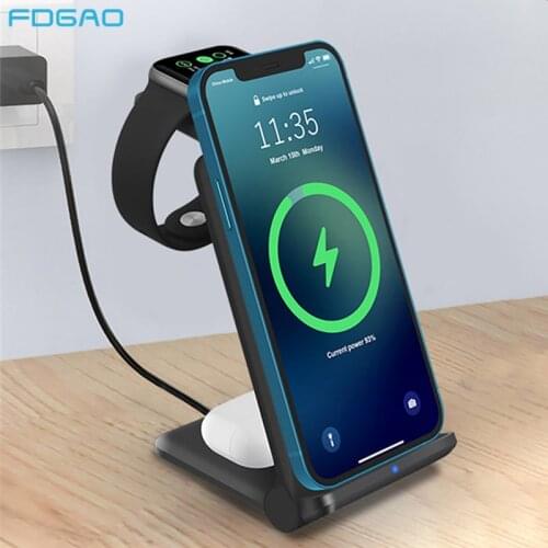 15W QI Wireless Charger Stand 3 In 1 Fast Charging Dock Station Foldable For iPhone 12 11 XR 8 Apple Watch 6 Airpods Pro iWatch