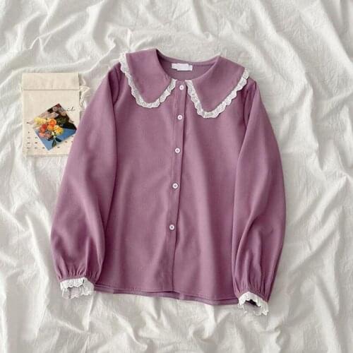 2021New Spring Autumn Women Shirt White Sweet doll collar Long Sleeve Blouses Female Tops Loose Korean Style Elegant Blusas