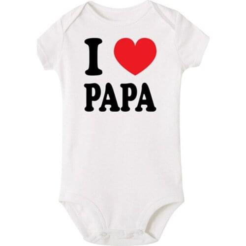 I LOVE PAPA Funny Print Newborn Baby Bodysuit Short Sleeve Baby Boy Girl Onesies Rompers Cotton Infant Jumpsuit Clothing