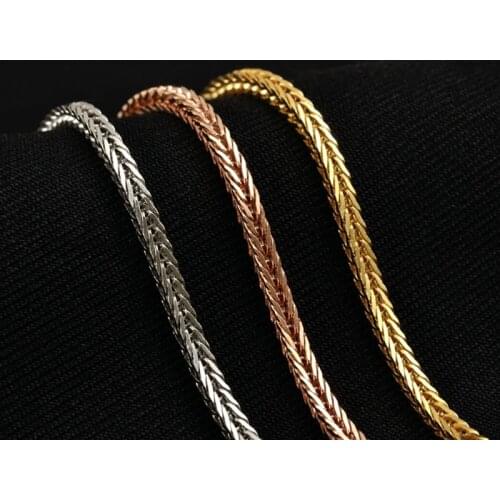 MIQIAO 925 Sterling Silver Foxtail Chain Platinum Rose Gold Color Long 40 45 50 55 60 65 70 80 CM Wide 1.6 MM Men Women Necklace