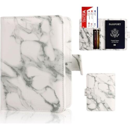 Spot Marble RFID Passport Case Anti-Scanner Buckle Passport Protective Case Bank Card Case Multi-Card Ticket credit card holder