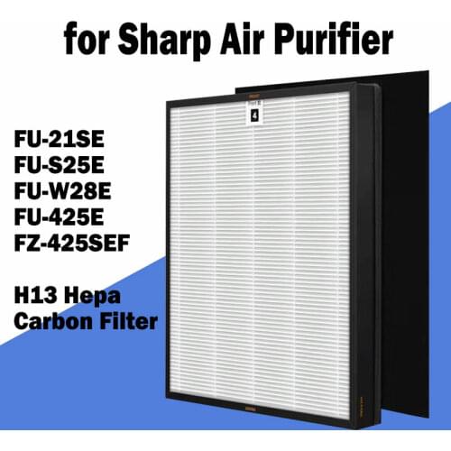 For Sharp Air Purifier FZ 425SEF H13 HEPA Filter and Activated Carbon Filter For FU-21SE, FU-S25E, FU-W28E, FU-425E, FZ-425SEF