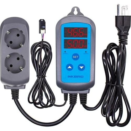 Inkbird 220V IHC-200 EU plug Pre-wired Outlet Dural Stage Humidity Controller with Sensor, Dehumidification Humidifaction