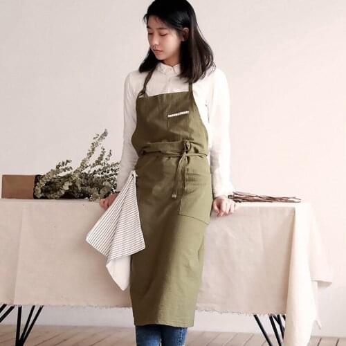 Fashion Cotton Apron Sleeveless Women With Pocket Home kitchen Restaurant Coffee Art Flower Shop Baking Work Clothes