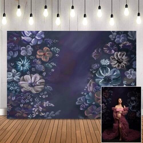 Oil Painting Floral Backdrop for Photographic Studio Abstract Texture Newborn Kids Portrait Background for Photo Booth Studio