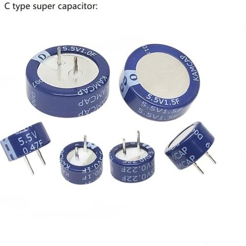 Super Capacitor C-TYPE 5.5V 0.1F 0.22F 0.33F 0.47F 1F 1.5F FALA Capcitor Long Life Fast Charge For Car Use