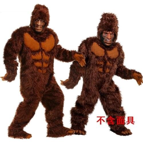 Brown gorilla costumes with no funny animal mask, Halloween costumes for adult carnivals, cosplay clothes include mask
