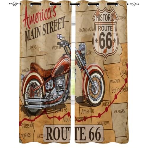 Red Motorcycle Stars Plate Retro Modern Blackout Curtains for Living Room Decoration Curtain Bedroom Kids Curtain Drapes