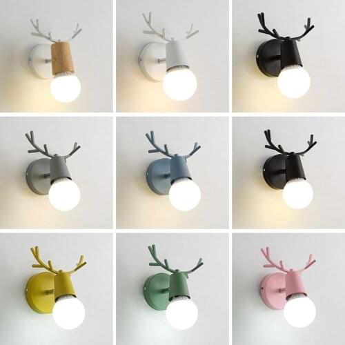 Cartoon Deer Creative Wall Lamp for Living Room Decoration Hotel Modern Wall Lights White Black Bedside Bedroom Lights Home Deco