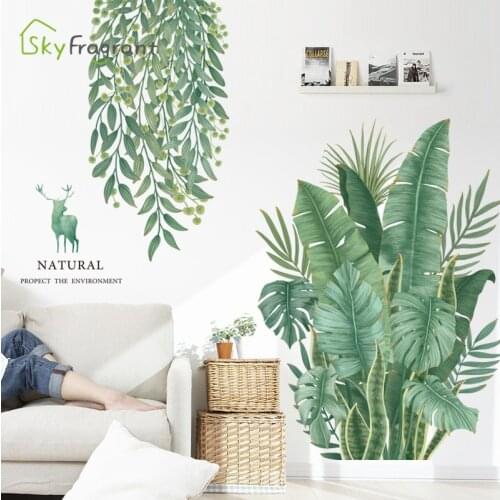 Creative wall stickers room decoration home green leaves fresh ins sticker self-adhesive bedroom dceor living room wall decor