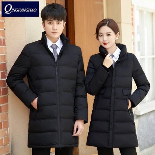 Professional down padded jacket 2020 autumn winter new mens and womens same business commuter thickened mid-length sales