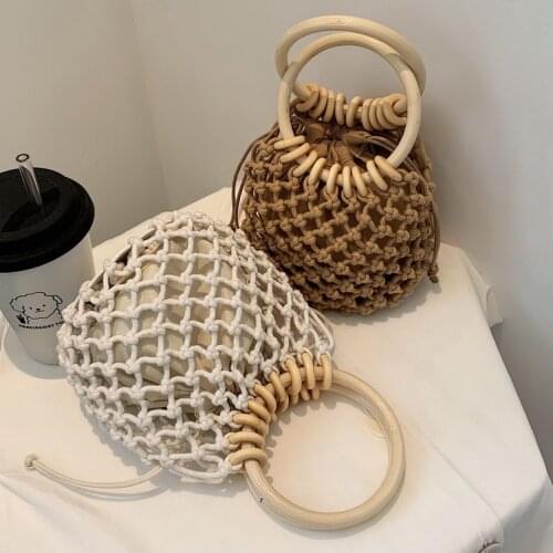 Summer Straw Woven Bag Western Style Female Bag 2021 New Trendy Korean Version of Wild Woven Hollow Bucket Bag Mini Hand Bag