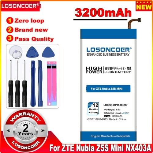 LOSONCOER 3200mAh New Arrivals LI3820T43P3h984237 Phone Battery Use For ZTE Nubia Z5S Mini NX403A Battery+Quick Arrive