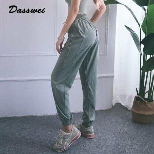 DASSWEI Fashion Elastic High Waist Pants For women Quick Dry Loose Running Pants Sportswear Female Jogging Streetwear Trousers