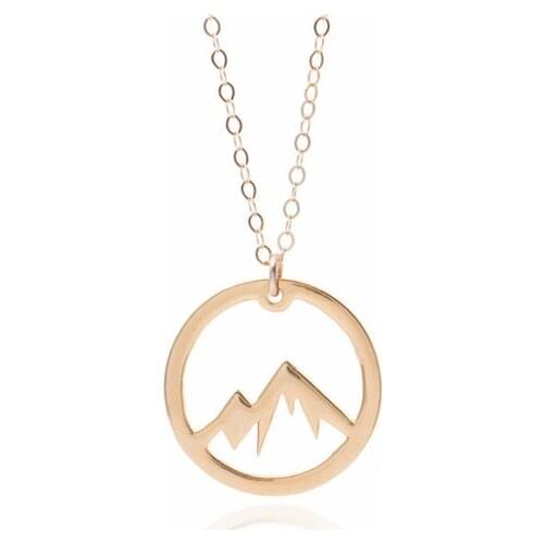 10PCS Nature Snowy Mountain Range Necklace in Circle Round Mountain Top Necklace Geometric Landscape Lover Necklaces for Women
