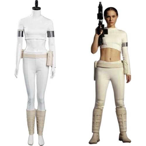 Padme Amidala Cosplay Costume White Top Pants Suits Halloween Carnival Costumes