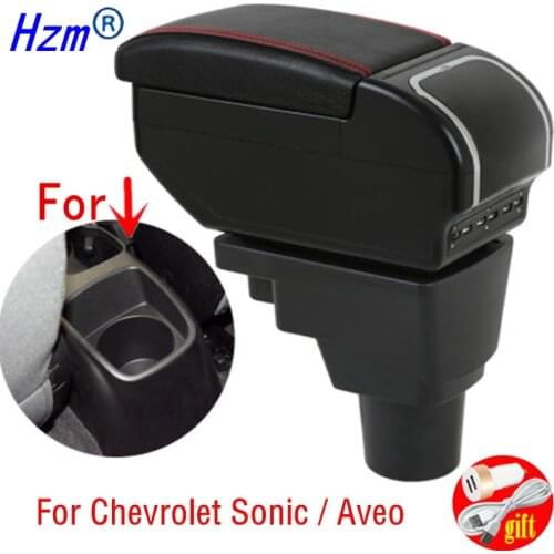 For Chevrolet Aveo Sonic Lova T250 T300 armrest box central Store content Storage box cup holder car-styling accessories