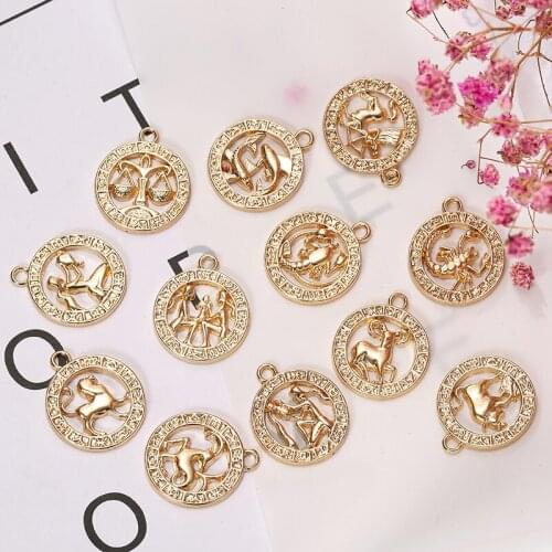 12Pcs/Set 12 Constellations Charm Pendant Jewelry Making Cancer Pisces Taurus Chams For Necklace Gift Astrology Constellation