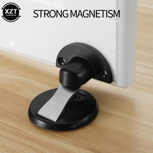 Strong Magnetic Door Stop 304 Stainless Steel Door Stopper Hidden Door Holders Catch Floor Nail-free Doorstop Furniture Hardware