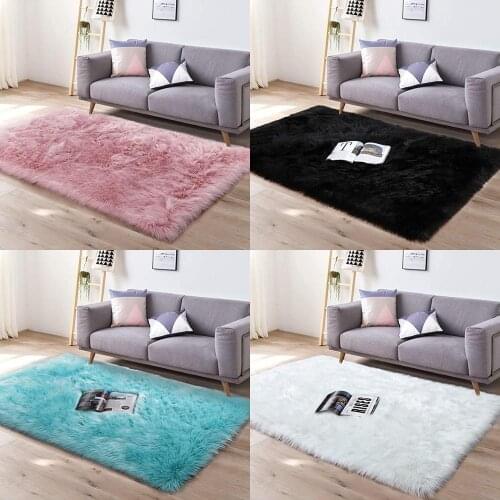 Rectangular faux sheepskin carpet super soft silky fluffy carpet plush rug suitable for living room kindergarten Decoration rug