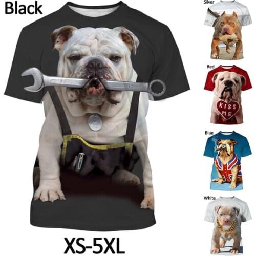 Summer Casual Fashion Round Collar Mens and Womens French Bulldog Printed Short Sleeved 3DT Shirt Shirt