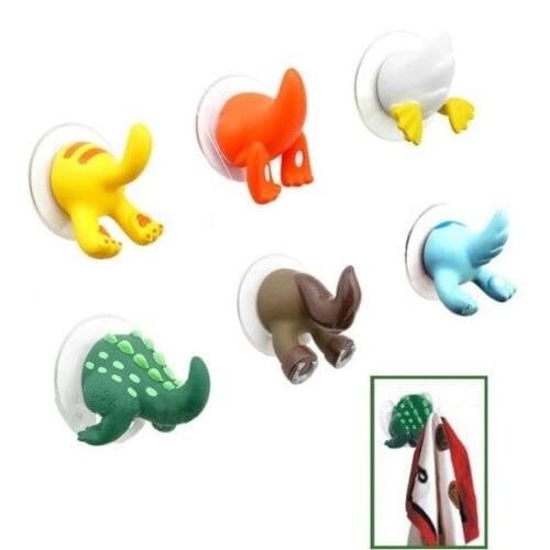 1pcs Cartoon Animal Tail Rubber Sucker Hook Key Towel Hanger Wall Holder Hook