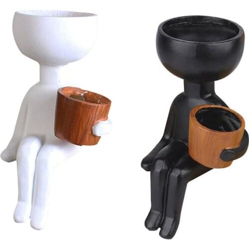 Nordic Imitate Ceramic Abstract Vase Human Face Creative Display Room Decorative Figure Head Shape Small Pots