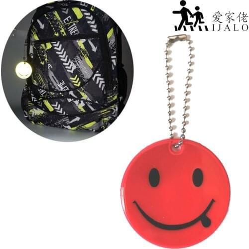 5CM Reflective pendant charm bag accessories hanger fashion key rings keychain smile face reflective film for road safety use