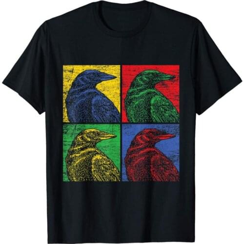 Crow Pop Art T-Shirt Vintage Raven Bird Lover T-Shirt
