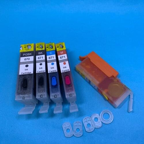 YOTAT 5pcs Full PGI-670 CLI-671 Refillable ink cartridge for Canon PIXMA MG5760 MG5765 MG5766 MG6860 MG6865 MG6866 MG7760 MG7765