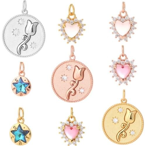 Jewelry Charms for Jewelry Making Rose Heart Butterfly Pendant Charms Diy Earrings Necklace Bracelet Gold Silver Color Copper