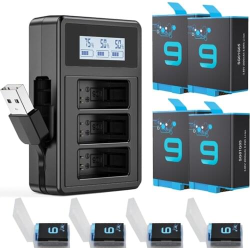 GoPro 9 Battery Charger Smart Display Charger 2000mAh Li-ion Battery Protection Box For Go Pro Hero 9 Sport Camera Accessories