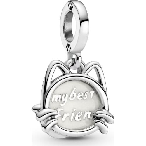 Gift 925 Sterling Silver My Pet Cat Dangle Charm Beads Pendant fit for Original Pandora Bracelet Bead Bangle Silver Jewelry