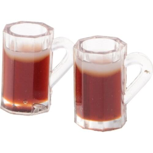 1 Pair of Plastic Beer Cups for 1:12 Scale Dollhouse Miniatures Tableware Doll House Accessories