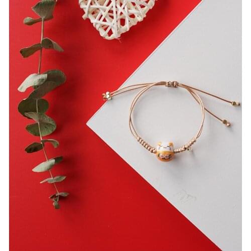 1PC Colorful Handmade Rope Lucky Cat Adjustable Bracelet For Women Girls Birthday Gifts Sweet Tassel Fashion Bangles Femme